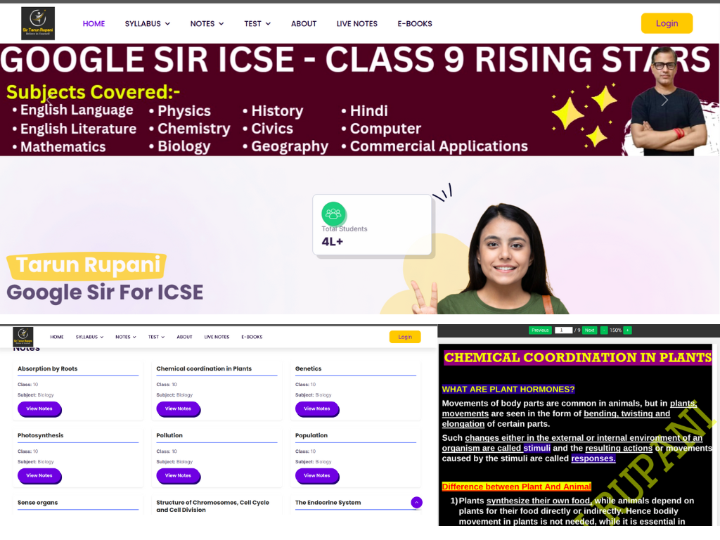 Sir Tarun Rupani Tuition Website